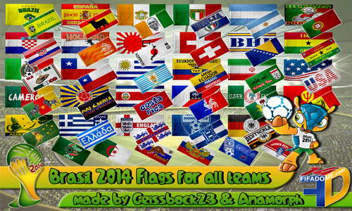 FIFA 14 World Cup 2014 Flags All Teams by Geissbock23&Anamorph Ketuban Jiwa