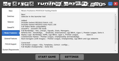PES 2015 PESTIGS Tuning Patch v1.02.00.2.00.1.0 Ketuban Jiwa Features