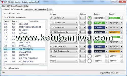 PES 2016 Kit Studio UniColor Editor Tool v1.0.0 by Zlac Ketuban Jiwa