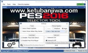 PES 2016 Selector Tool v1.1 Disable Network Check by Ginda01 Ketuban Jiwa