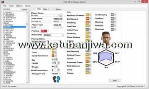 PES 2016 PC Player Editor v1.0.2 Tool by Fatih Kuyucak Ketuban Jiwa