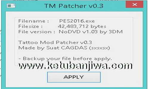 PES 2016 Tattoo Mod Patcher v0.3 Final Version by Sxsxsx Ketuban Jiwa