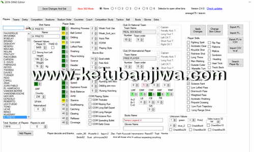 PES 2016 Dino Editor 2.4.4 Tool For PC - PS3 - XBOX360 by Smeagol75 Ketuban Jiwa