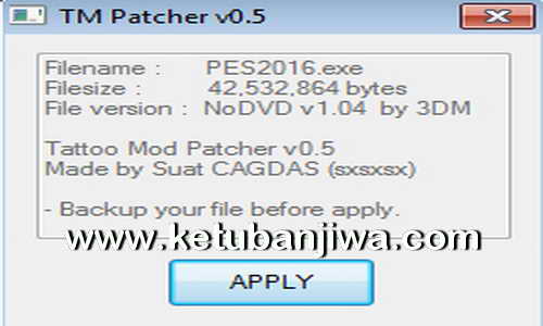 PES 2016 Tattoo aMod Patcher v0.5 Patch 1.04 by Sxsxsx Ketuban Jiwa