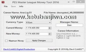 PES 2016 Master League - ML Money Tool 2.0 by Devil Cold52 Ketuban jiwa