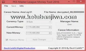 PES 2016 Master League ML Money Tool 3.0 Final by Devil Cold52 Ketuban Jiwa