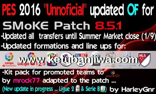 PES 2016 Unofficial Option File Full Transfer Update Season 2016-2017 For SMoKE Patch 8.5.1 by HarleyGnr Ketuban Jiwa