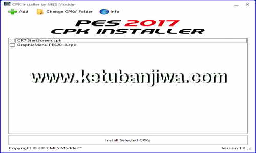 PES 2017 CPK Installer Tool v1.0 by MES Modder Ketuban Jiwa