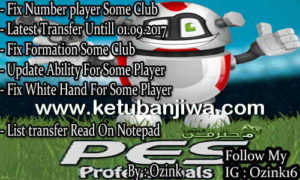 Download PES 2017 PES Professionals Patch v3.5 Option File 4.4 Update 24 September 2017 by Ozink Ketuban Jiwa