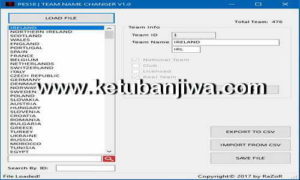 PES 2018 Team Name Changer Tool v1.0 by Razor87 Ketuban Jiwa