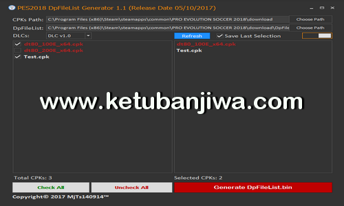 PES 2018 DpFileList Generator 1.1 Fix DLC by MjTs-140914 Ketuban Jiwa