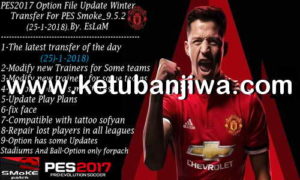 PES 2017 Option File Winter Transfer Update 25 January 2018 For SMoKE Patch 9.5.2 by EsLaM Ketuban jiwa