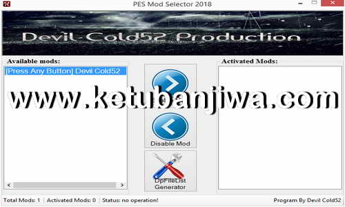 PES 2018 Mod Selector Tool For PC by Devil Cold52 Ketuban Jiwa