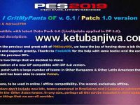 PES 2019 ICritMyPants Patch 6.0 AIO + 6.1 Update Fix DLC 6.0 PES 2019 ICritMyPants Patch 6.0 + 6.1 Update Fix DLC 6.0 by Ninet + Adrian2780 Ketuban Jiwa