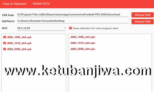 eFootball PES 2020 DpFileList Generator Tool v1.1 by Baris Ketuban Jiwa