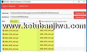 PES 2020 DpFileList Generator Tools For DLC 3.01 by Baris Ketuban Jiwa