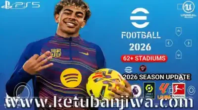 efootball pes 2026 ppsspp android march update + 62 stadiums ps5 camera 4k graphic iso english version ketuban jiwa