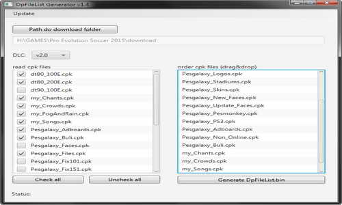 PES 2015 DpFileList Generator Tools Update v1.4 by Baris