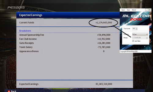 PES 2015 PC ML Money Editor v1.0 by BlackRider1993
