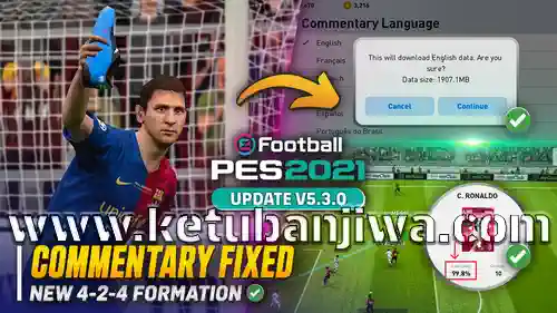 pes 2021 mobile android v5.3.0 update english commentary ketuban jiwa